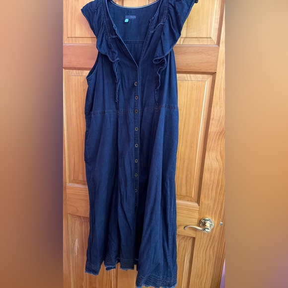 Pilcro Dresses & Skirts - Pilcro Navy Button-Front Ruffle Maxi Dress